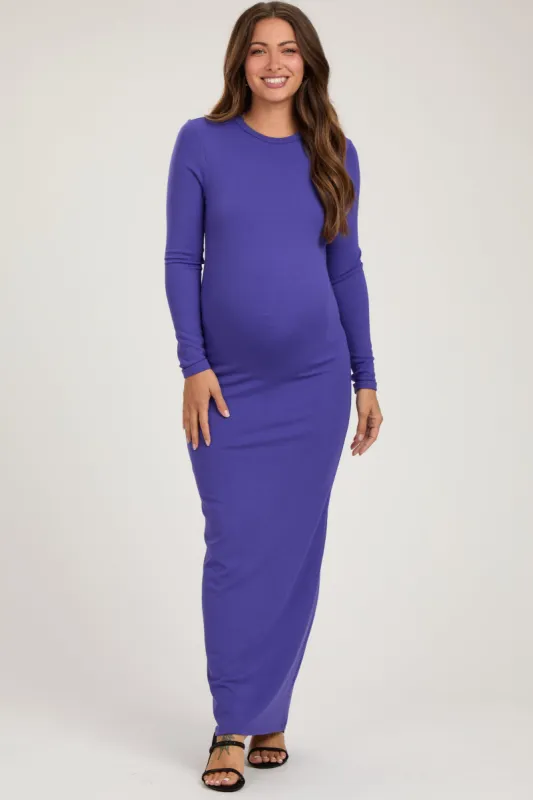 Violet Long Sleeve Fitted Maternity Maxi Dress sold by Pinkblush