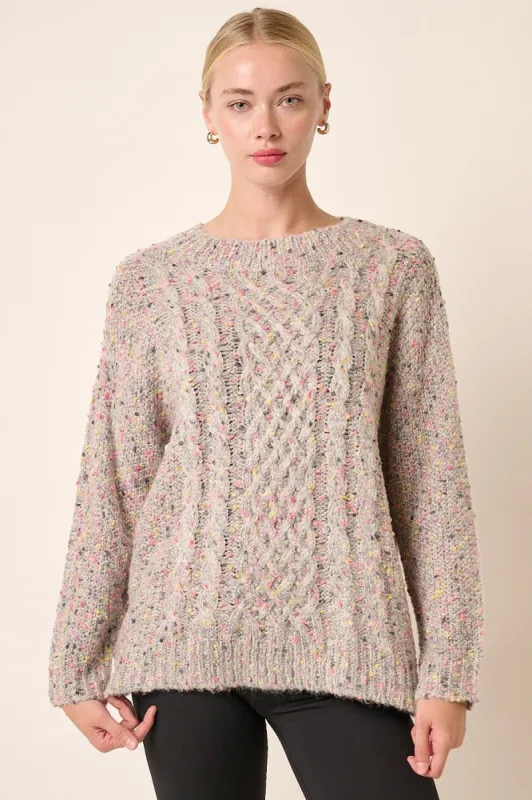 Pink Rose Multi Crochet Style Long Sleeve Sweater sold by Pinkblush