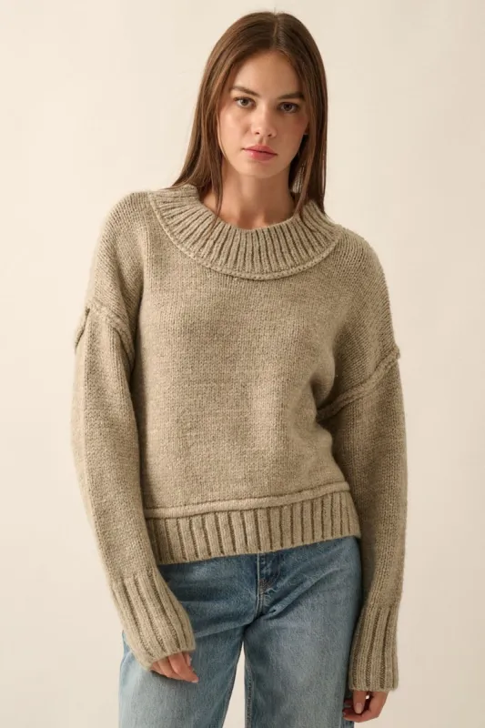 Stone Solid Round Neck Expose Seam Sweater sold by Pinkblush