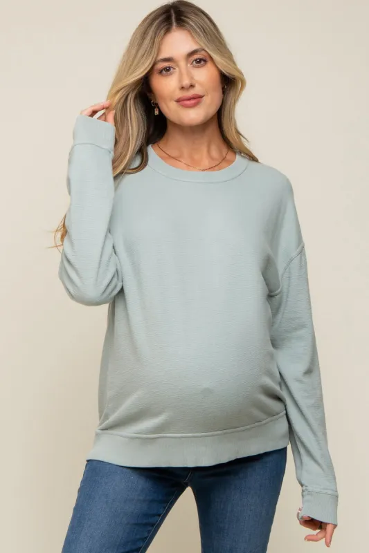 Mint Green Long Sleeve Maternity Top sold by Pinkblush