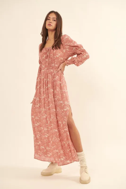 Rose Floral Square Neck Low Smock Back Maxi Dress sold by Pinkblush