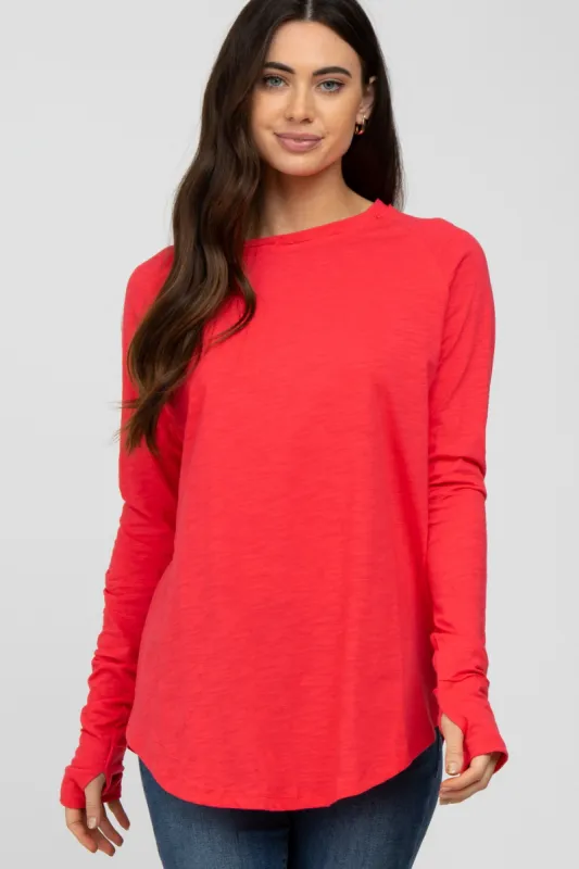 Coral Basic Raglan Long Sleeve Top sold by Pinkblush
