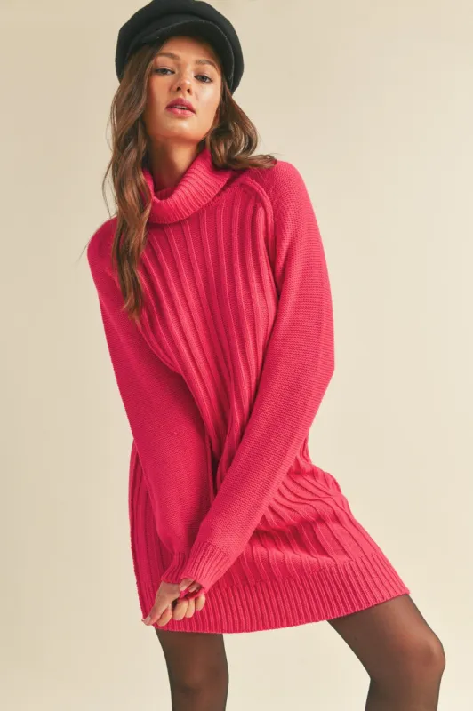 Fuchsia Turtleneck Sweater Dress sold by Pinkblush
