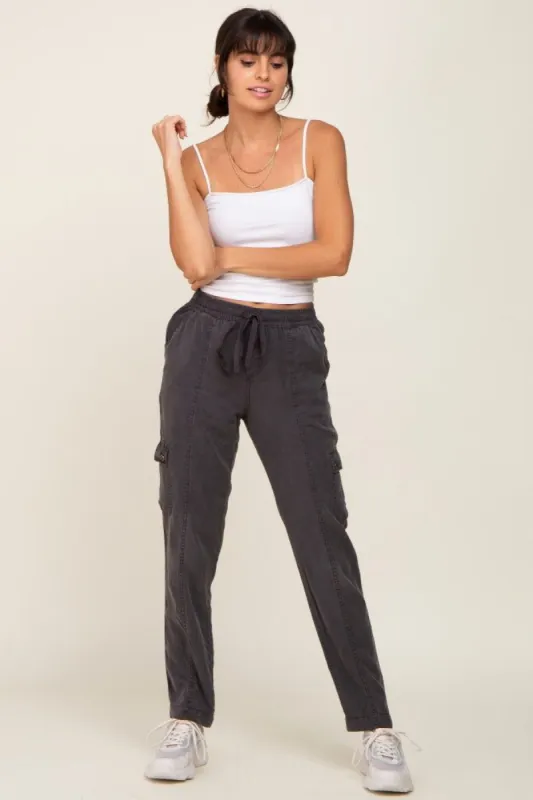 Charcoal Drawstring Cargo Pants sold by Pinkblush