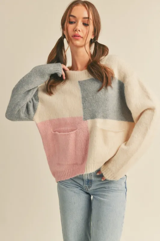 Mauve Combo Color Block Pullover sold by Pinkblush