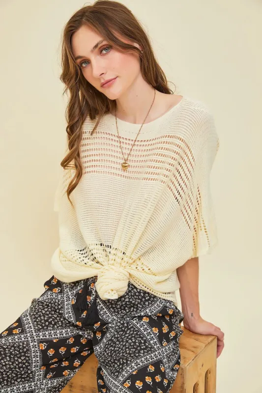 Cream Knit Top sold by Pinkblush