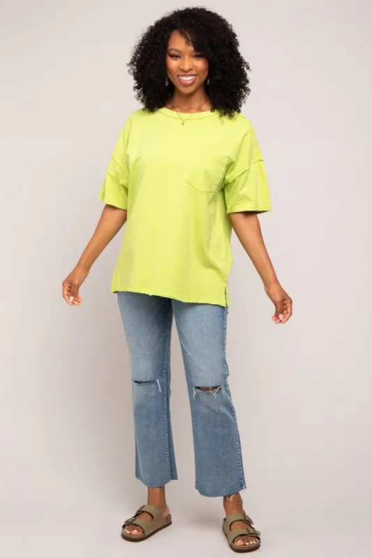 Lime Exposed Seam Pocket T-Shirt sold by Pinkblush