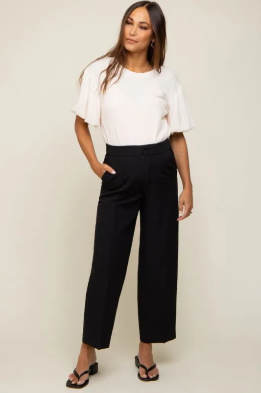 Black Crop Maternity Dress Pants sold by Pinkblush