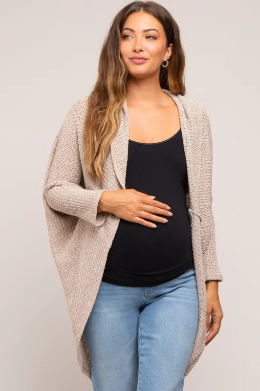 Beige Open Knit Dolman Sleeve Maternity Cardigan sold by Pinkblush
