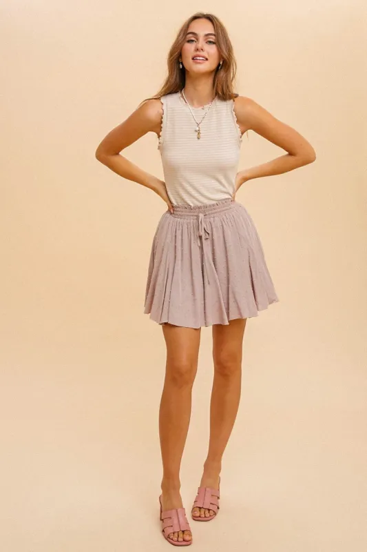 Grey Swissdot Flare Mini Skirt sold by Pinkblush