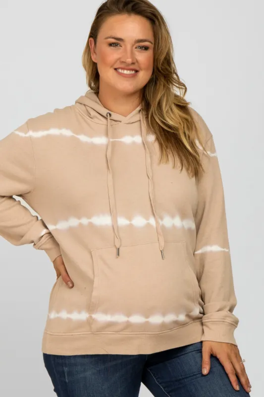 Taupe Tie Dye Maternity Plus Hoodie sold by Pinkblush