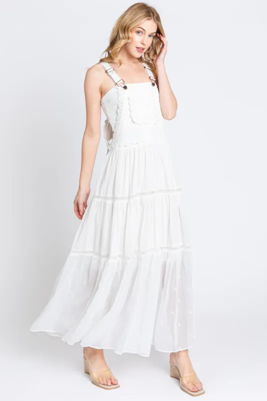 Ivory Overall Crochet Lace Tiered Dress sold by Pinkblush