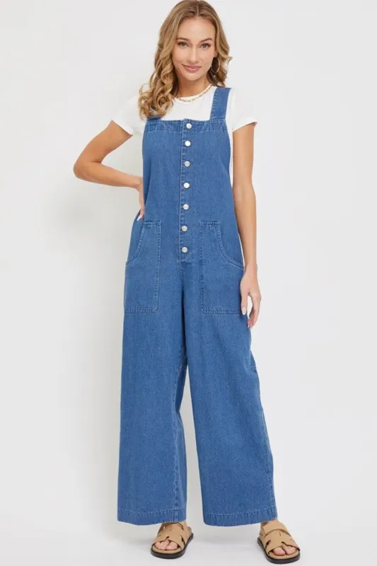 Denim Blue Jumpsuit Overall sold by Pinkblush