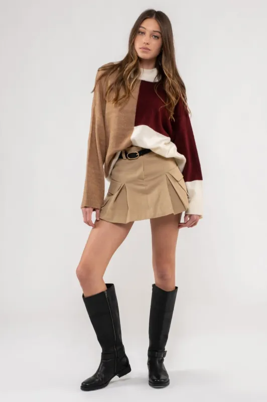 Multi Colorblock Mock Neck Sweater sold by Pinkblush