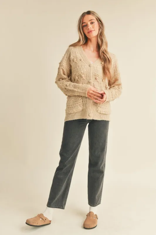 Beige Button Down Sweater Cardigan sold by Pinkblush