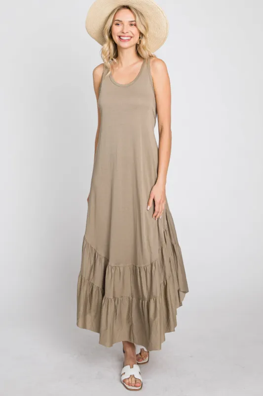 Olive Ruffle Hem Midi Dress sold by Pinkblush