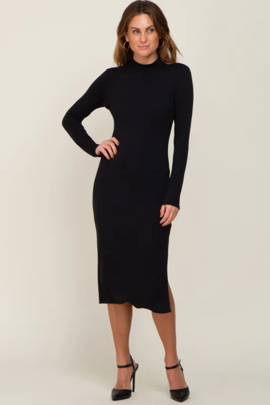 Black Mock Neck Long Sleeve Dress sold by Pinkblush