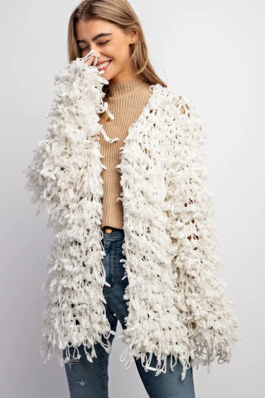 Cream Vintage Shaggy Fur Knit Cardigan sold by Pinkblush