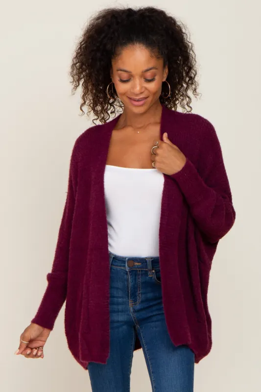 Plum Brushed Knit Dolman Sleeve Cardigan sold by Pinkblush