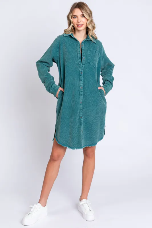 Jade Corduroy Button Down Collared Dress sold by Pinkblush