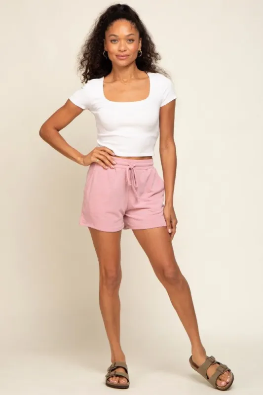 Pink Drawstring Terry Cloth Shorts sold by Pinkblush