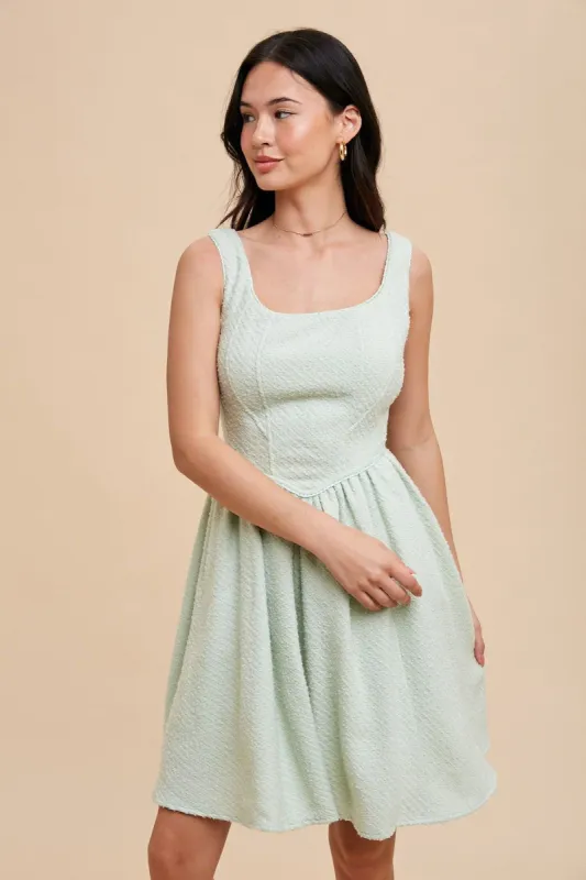 Pistachio Cream Tweed Puff Mini Dress sold by Pinkblush