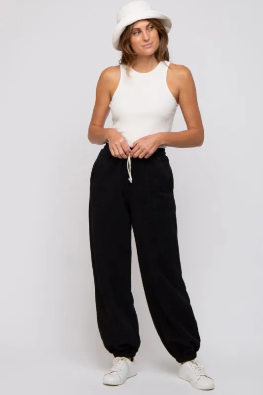 Black Drawstring Relaxed Fit Sweatpants sold by Pinkblush
