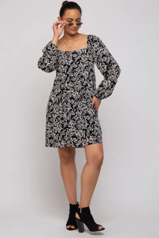Black Floral Long Sleeve Dress sold by Pinkblush