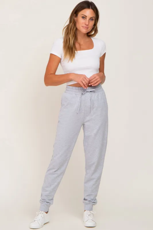 Heather Grey Basic Drawstring Sweatpants sold by Pinkblush