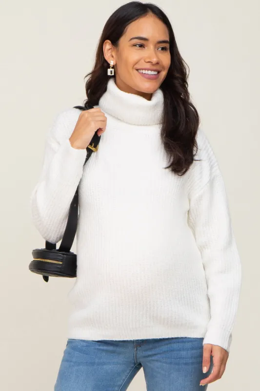 Ivory Soft Knit Cutout Back Maternity Sweater sold by Pinkblush
