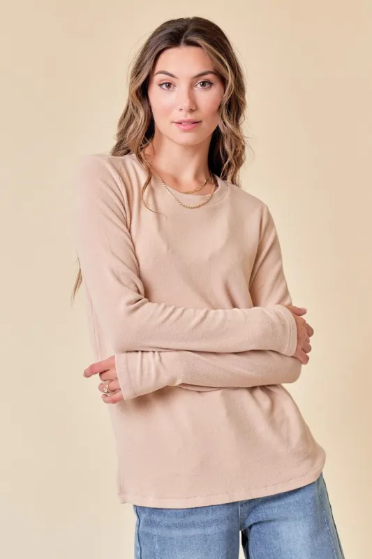 Beige Soft Knit Long Sleeve Top sold by Pinkblush