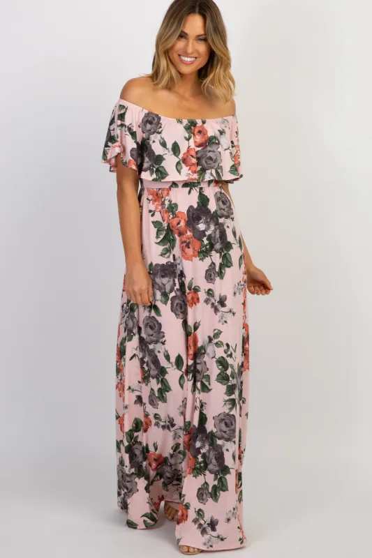 PinkBlush Light Pink Rose Off Shoulder Maxi Dress sold by Pinkblush