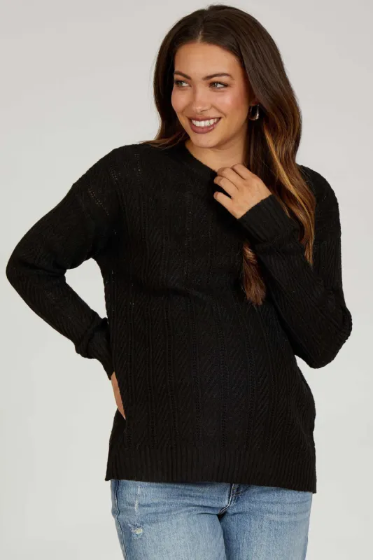 Black Pattern Knit Maternity Sweater sold by Pinkblush