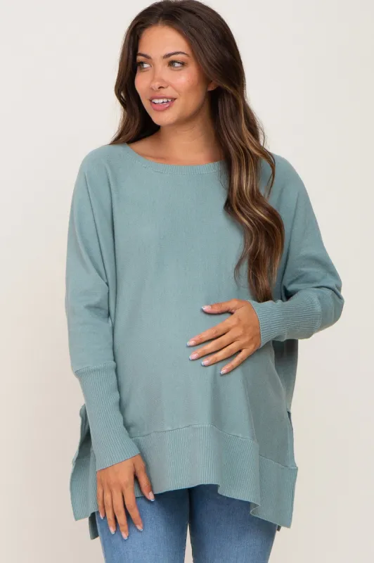 Jade Dolman Sleeve Side Slit Maternity Sweater sold by Pinkblush
