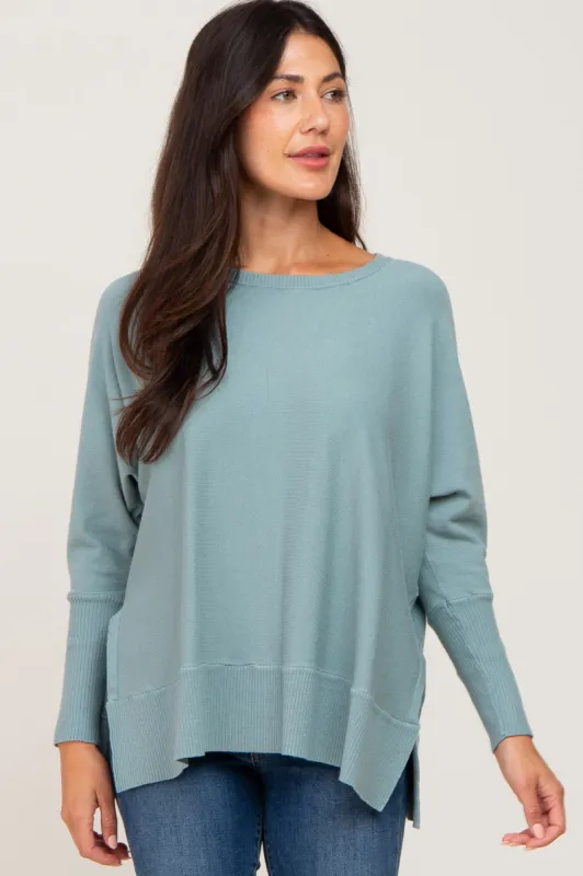 Jade Dolman Sleeve Side Slit Sweater sold by Pinkblush