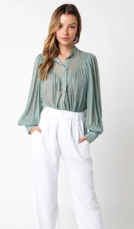 Jade Glitter Shirt sold by Pinkblush