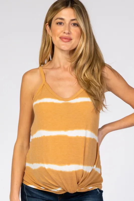 Yellow Tie Dye Striped Maternity Tank Top sold by Pinkblush