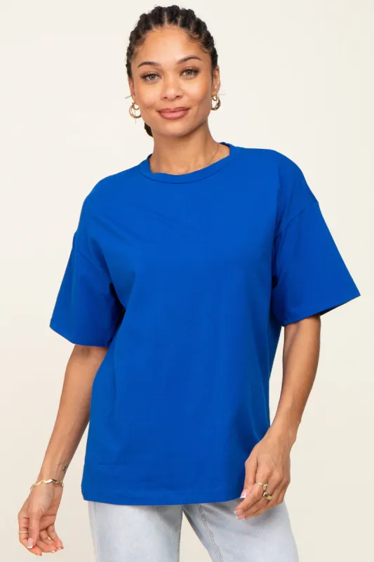 Royal Blue Oversized Basic Tee sold by Pinkblush
