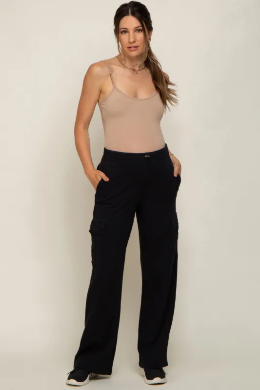 Black Pocketed Maternity Lounge Pants sold by Pinkblush