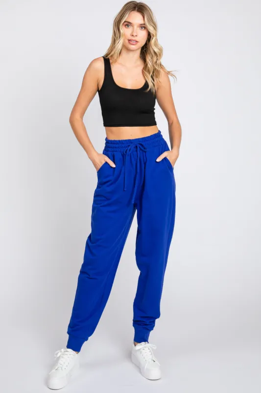 Royal Blue Basic Drawstring Sweatpants sold by Pinkblush