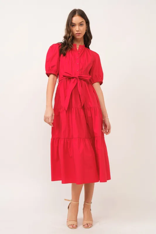 Red Sash Tie Maxi Dress sold by Pinkblush