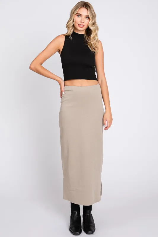 Taupe Basic Maxi Skirt sold by Pinkblush