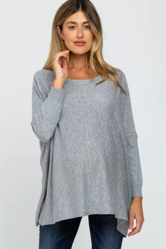 Grey Soft Knit Dolman Sleeve Maternity Sweater sold by Pinkblush