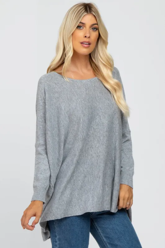 Grey Soft Knit Dolman Sleeve Sweater sold by Pinkblush