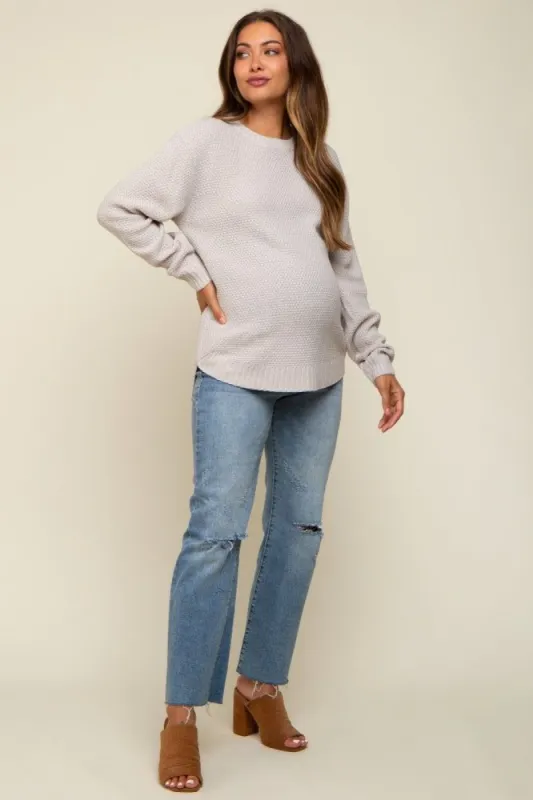 Cream Knit Pullover Maternity Sweater sold by Pinkblush