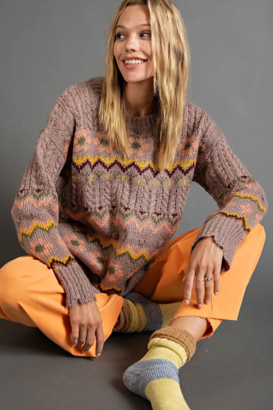 Mushroom Multi Patterned Sweater sold by Pinkblush