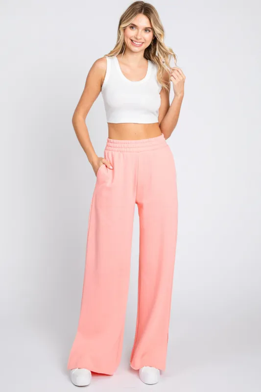 Pink Soft Wide Leg Side Slit Sweatpants sold by Pinkblush