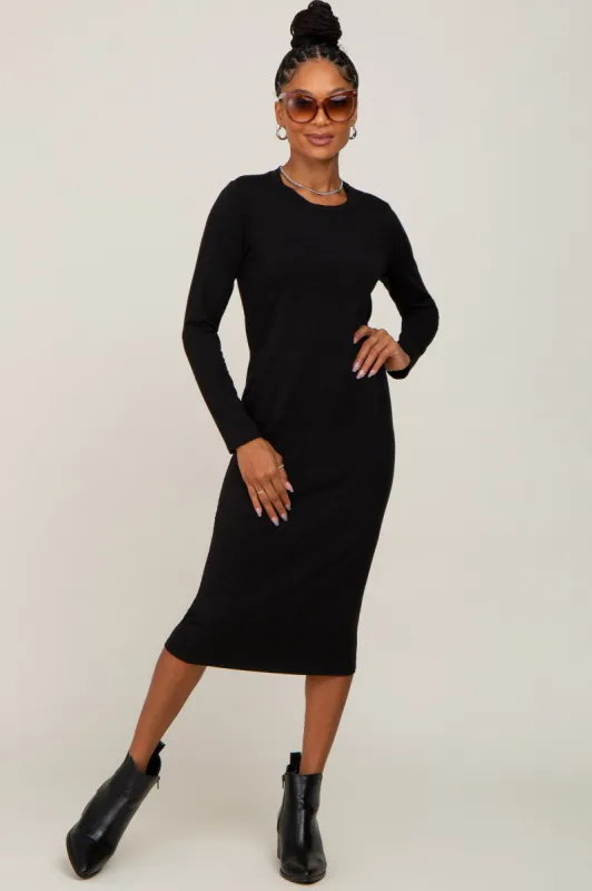 Black Basic Midi Dress sold by Pinkblush