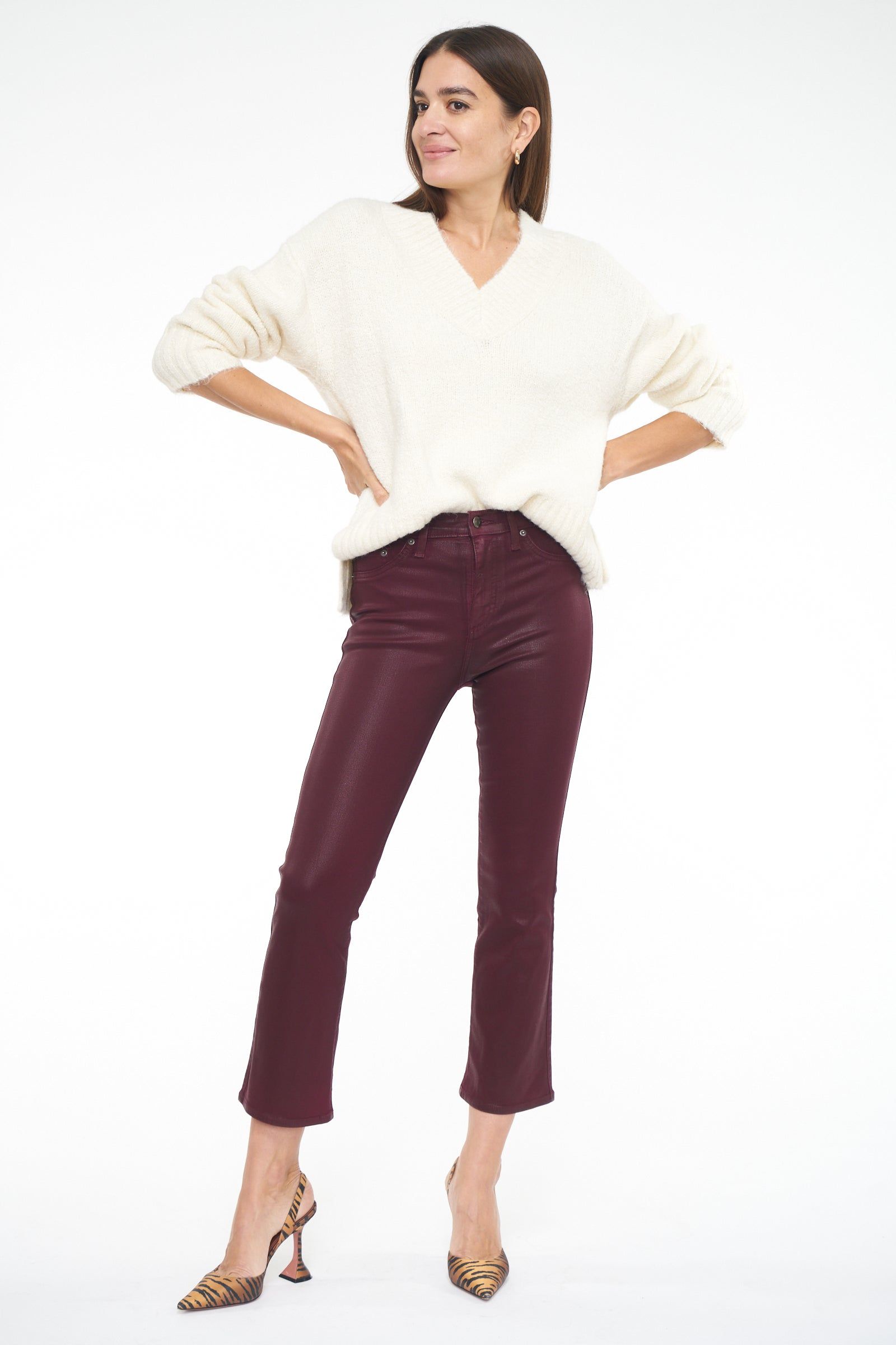 Lennon High Rise Crop Boot - Coated Merlot sold by pistola