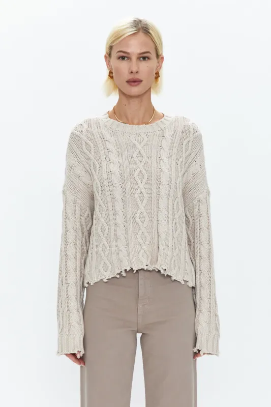 Eva Crew Neck Sweater - Dove Cable sold by pistola